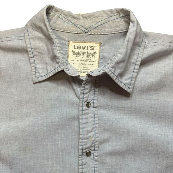 Levi's Men's Western Pearl Snap Chambray Long Sleeve Shirt Size Large - Picture 4 of 10